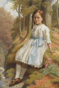 BARNES James,Portraits of girls seated by a woodland stream; a pair,1910/1914,Bonhams GB 2021-03-24