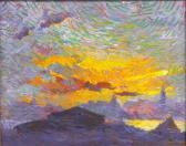 BARNES John Pierce 1892-1954,cityscape at sunset,Wiederseim US 2016-09-17