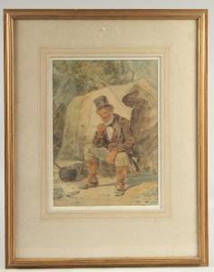 BARNES Joseph H.,A wayfarer smoking his pipe at camp,19th Century,John Nicholson 2023-12-20