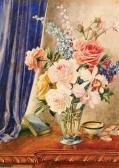 BARNES Joy,Roses and other flowers in a glass vase,Fieldings Auctioneers Limited 2016-10-01