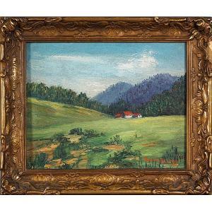 BARNES Renee 1886-1940,Brown County landscape with buildings,1930,Ripley Auctions US 2013-10-17