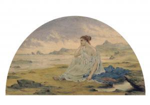 BARNES Robert 1840-1895,A Woman wearing a White Toga seated on a Beach, in,John Nicholson 2019-01-30