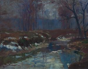 BARNETT Thomas P. 1870-1929,Autumn River Landscape,Hindman US 2016-04-16