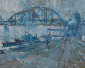 BARNETT Thomas P. 1870-1929,Bridge Landscape,Hindman US 2016-04-16