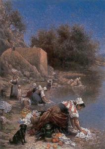 BARNOIN Camille 1841-1881,laundresses in provence,1877,Sotheby's GB 2001-06-28