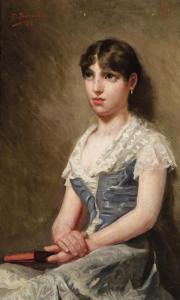 BARNOLA Domenec,Retrato de joven dama,1886,Duran Subastas ES 2024-01-24