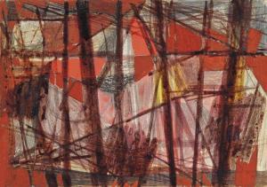 BARNS GRAHAM Wilhelmina 1912-2004,Themes in Red II,1958,Christie's GB 2014-12-12