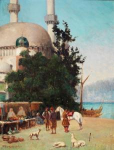 BARON DESLANDES E.A 1800-1900,CAVALIERS DEVANT LA MOSQUéE TURQUE,Tajan FR 2013-11-26