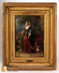 BARON Henri Charles Antoine,Portrait de femme avec son chien,Delorme-Collin-Bocage 2024-03-22