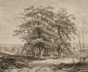 BARON STEPHANE 1832-1921,Paysan contournant un bosqué d'arbres 
pinceau, la,Christie's GB 2011-07-07