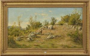 BARON Theodore 1840-1899,Berger et son troupeau sur fond de paysage rocaill,VanDerKindere 2022-01-18