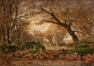 BARON Theodore 1840-1899,Faons dans la forêt de Fontainebleau,Horta BE 2022-01-17