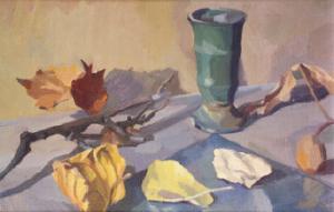 Barr K 1900-1900,Still life with vase and leaves,1947,Adams IE 2005-04-05