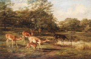 Barratt of Stockbridge Thomas 1852-1899,Deer in a parkland landscape,1856,Bonhams GB 2021-11-10