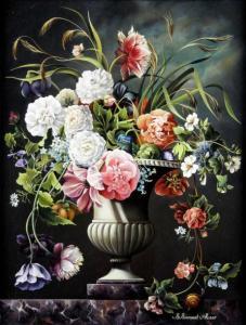 BARRAUD ALONSO B 1900,VASE DE FLEURS SUR UN ENTABLEMENT,1900,Pillon FR 2017-10-01