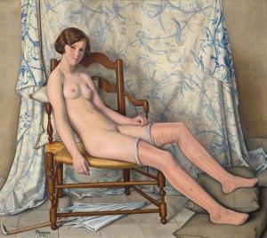 BARRAUD Francois Emile 1899-1934,Ginette, nu au bas rose,1932,Galerie Koller CH 2022-07-01