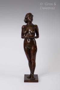 BARRAUD Gustave Francois 1883-1964,Femme nue debout, les mains croisées sur le ,1930,Gros-Delettrez 2023-04-04