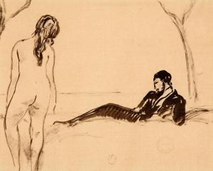 BARRAUD Gustave Francois 1883-1964,Le Gentilhomme et la Femme Nue,Zofingen CH 2022-11-26