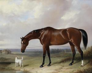 BARRAUD William 1810-1850,A bay hunter and a terrier in a landscape,Bonhams GB 2014-01-22