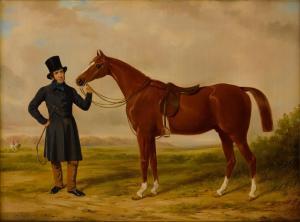 BARRAUD William 1810-1850,Chestnut Hunter and Groom,1843,Sotheby's GB 2022-01-29