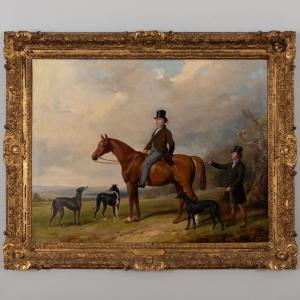 BARRAUD William # Henry 1810-1850,Horseman in Landscape with Greyhounds and Tr,1869,Stair Galleries 2023-11-09