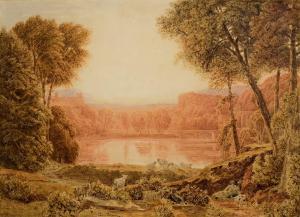 BARRET George II 1767-1842,Countryside Scene with Hilltop Castle,1826,Morgan O'Driscoll 2022-12-05