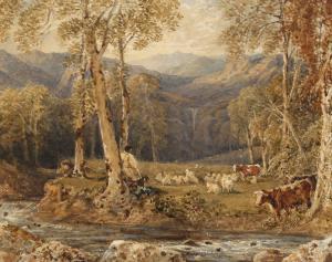 BARRET George II 1767-1842,figure by cattle by a stream,1838,Mallams GB 2017-11-30