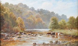 BARRETT John 1822-1893,Cattle watering in a river,Bellmans Fine Art Auctioneers GB 2023-01-17