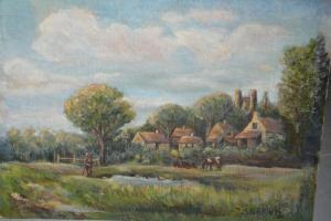BARRETT THOMAS FRANCIS 1800-1900,rural scene with figure,Lawrences of Bletchingley GB 2017-04-25
