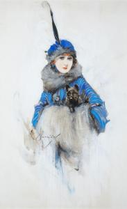 BARRIBAL William Henry,Portrait of an elegant lady in a blue coat and hat,Rosebery's 2022-03-22