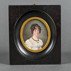 BARROIS Jean Pierre Frederic 1786-1841,Portrait de jeune femme en buste de ,1821,Etienne de Baecque 2020-04-29