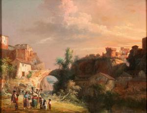 BARRON Y CARRILLO Manuel 1814-1884,Travelers at the Edge of Town,1855,Skinner US 2023-11-02
