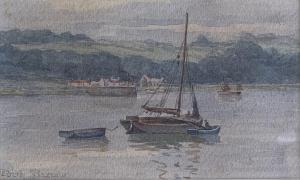 BARROW Edith Isabel 1865-1930,Boats in Tow, North Devon,David Lay GB 2019-10-31