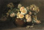 BARROW Edith Isabel 1865-1930,Still life of yellow roses in a vase,Christie's GB 2010-08-10