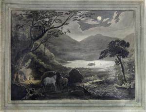 BARROW Joseph Charles,MOONLIT LANDSCAPE WITH FIGURES BY A FIRE, JAMAICA,1789,Lawrences 2020-07-24