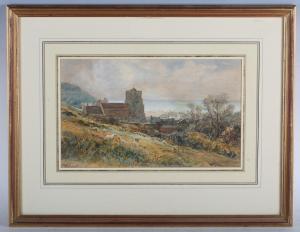 BARROW W.H 1800-1800,Landscape with Church and Coastal Town,Tooveys Auction GB 2023-01-18