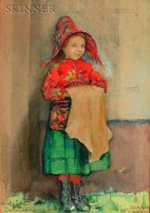 BARROWS SHEPLEY Annie 1888-1907,The Red Hat/Portrait of a Scandinavian Girl,1895,Skinner 2007-05-18