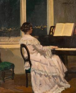 BARTA Erno 1878-1956,Jeune femme au piano,1911,Delorme-Collin-Bocage FR 2023-06-30