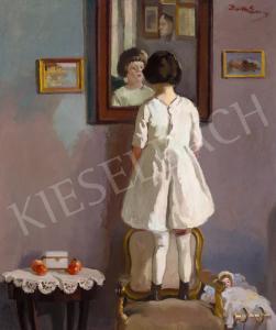 BARTA Erno 1878-1956,Little Girl in front of a Mirror (Studio in Szolno,1910,Kieselbach 2021-10-11