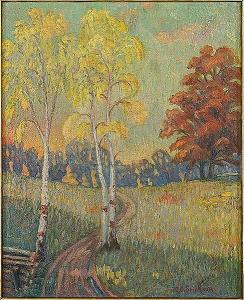 BARTELS Carl Olaf 1869-1945,Birch Trees,Susanin's US 2017-05-24