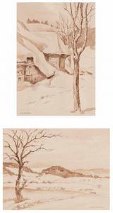 BARTELS Karl 1867-1944,Snowy Black Forest farm. Winterly hill landscape i,Kaupp DE 2020-11-21