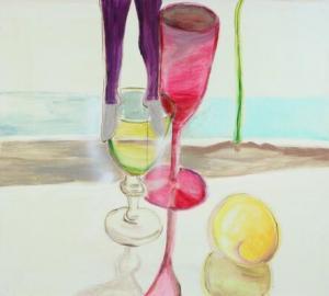BARTER Vibeke,Composition with grey shoes and wine glasses,2006,Bruun Rasmussen DK 2017-05-02