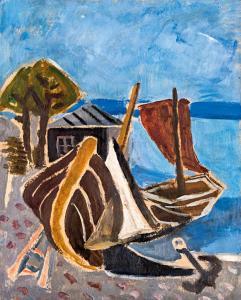 BARTHA Laszlo 1902-1998,Mediterranean seaside with houses,Nagyhazi galeria HU 2020-12-02