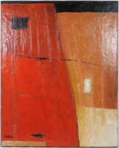 BARTHELEMY Catherine 1951,Composition rouge,1998,Hotel des ventes Giraudeau FR 2023-01-16