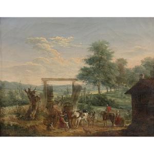 BARTHELEMY Duplessis Bertaux 1747-1819,DEVANT LA FERME,Tajan FR 2019-04-04