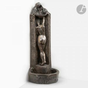 BARTHOLOMÉ Albert 1848-1928,Fontaine (composition avec figure de femme et esca,1896,Ader 2021-06-18