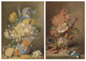 BARTHOLOMEW Valentine,Summer Flowers; Floral still life with roses and d,1855,Rosebery's 2023-07-19