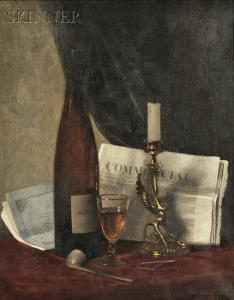 BARTLETT Clarence Drew 1860,Still Life with Newspaper, Candle, Pipe, and WineG,Skinner US 2011-01-28