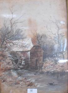 BARTLETT E 1800-1800,Study of a watermill on a river,Cheffins GB 2015-04-16