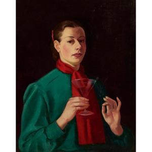 BARTON Macena Alberta 1901-1986,Self Portrait with a Cocktail,Treadway US 2016-09-10
